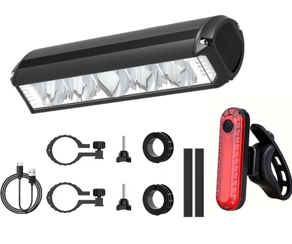 Road Bike Light Set – 2600 Lumen USB Rechargeable Front and Rear Lights