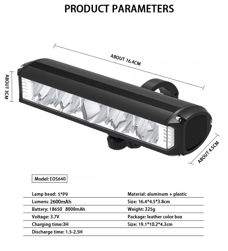 Road Bike Light Set – 2600 Lumen USB Rechargeable Front and Rear Lights
