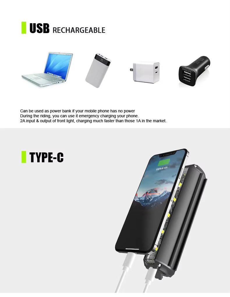 Road Bike Light Set – 2600 Lumen USB Rechargeable Front and Rear Lights