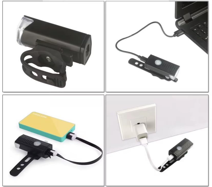 Bike Light Set USB Rechargeable – Waterproof LED Front Headlight & Rear Red Taillight, 3 Modes Cycling Safety Lights