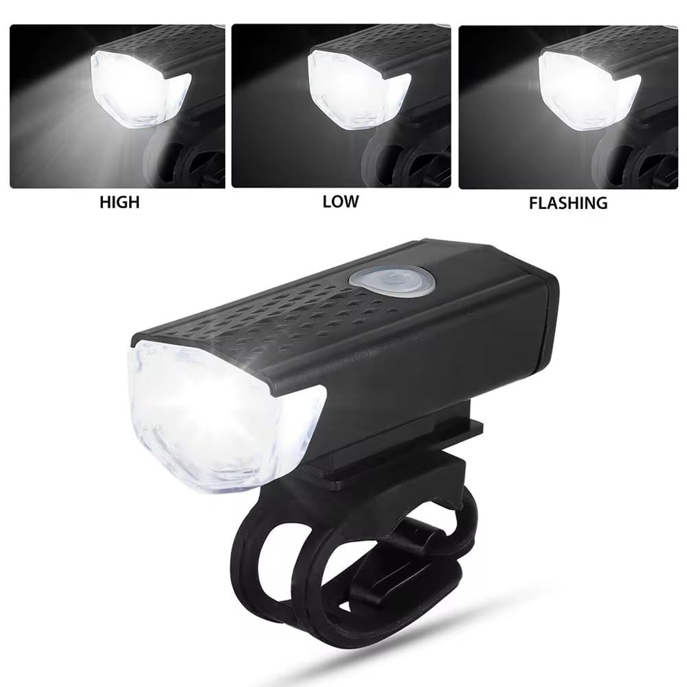 Bike Light Set USB Rechargeable – Waterproof LED Front Headlight & Rear Red Taillight, 3 Modes Cycling Safety Lights