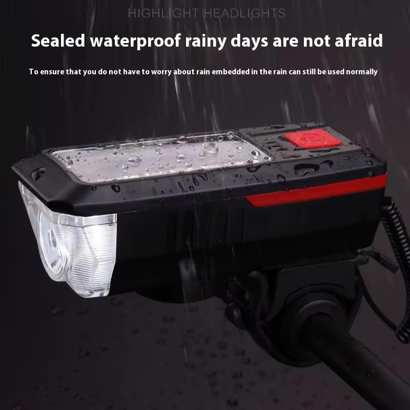 Solar Powered Bike Light with Horn – Waterproof LED Headlight
