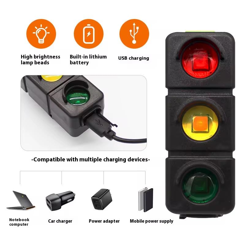 USB Rechargeable Traffic Signal Bicycle Tail Light – 7 Modes Waterproof LED