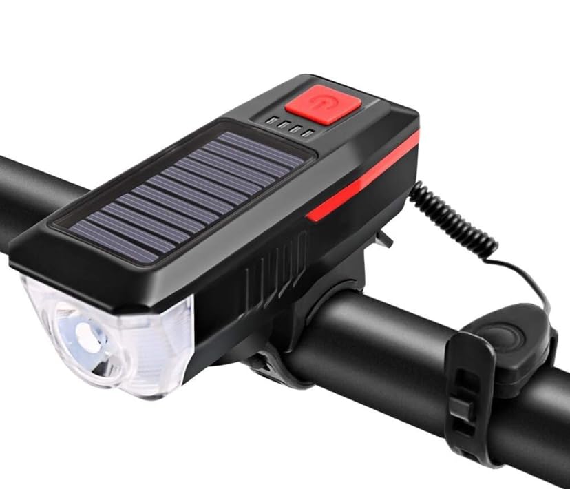 Solar Powered Bike Light with Horn – Waterproof LED Headlight