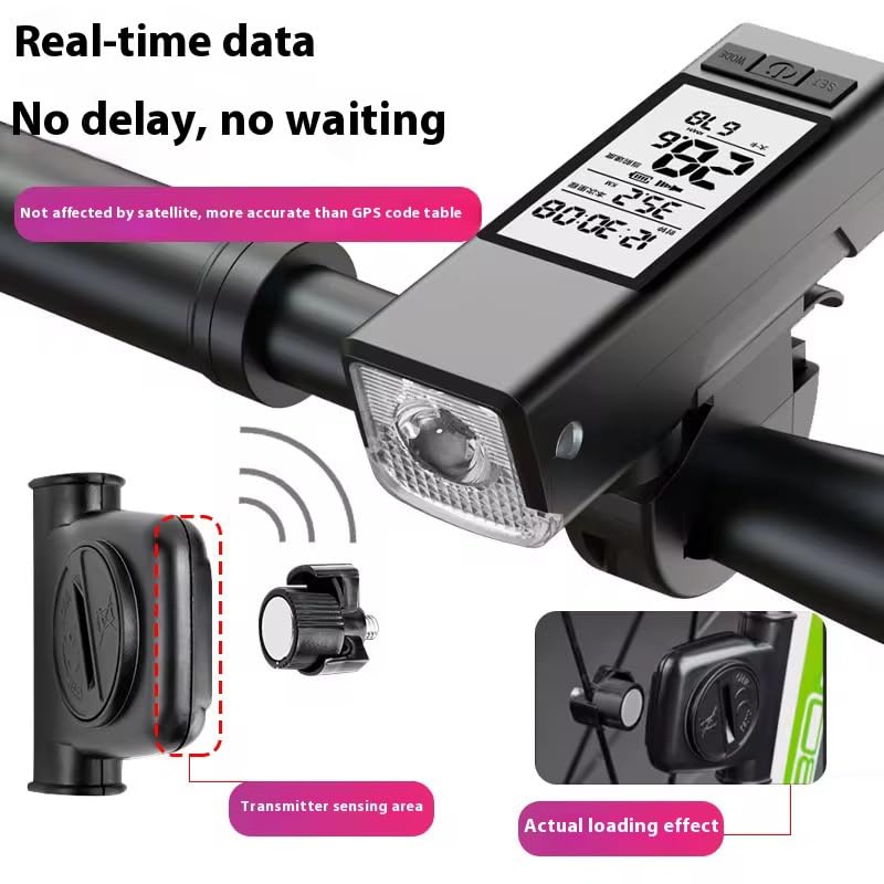 3-in-1 USB Rechargeable Bike Light with LCD Speedometer &amp; Horn – Front &amp; Rear Safety Set