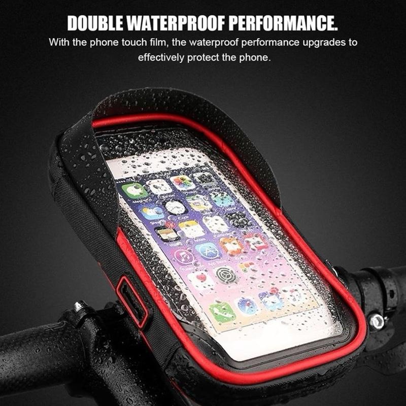 Waterproof Bike Phone Holder – 6.4" Adjustable Handlebar Mount (Red &amp; Black)