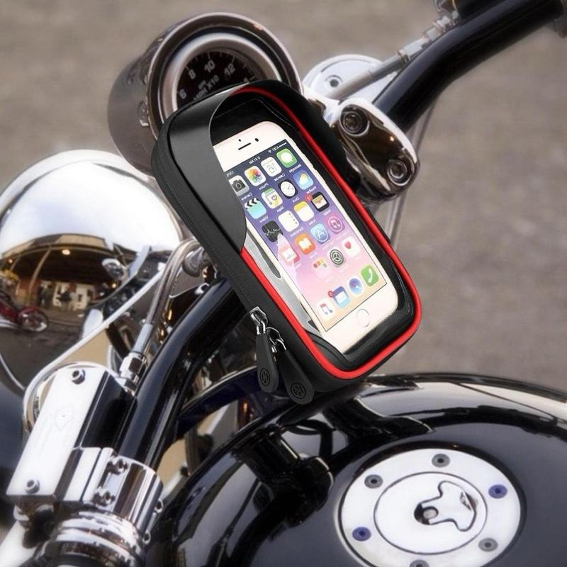 Waterproof Bike Phone Holder – 6.4" Adjustable Handlebar Mount (Red &amp; Black)