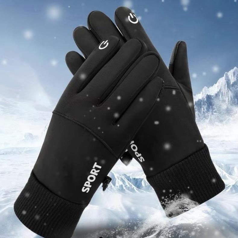 Winter Touchscreen Sports Gloves, Waterproof Thermal Gloves with Anti-Slip Grip, Black