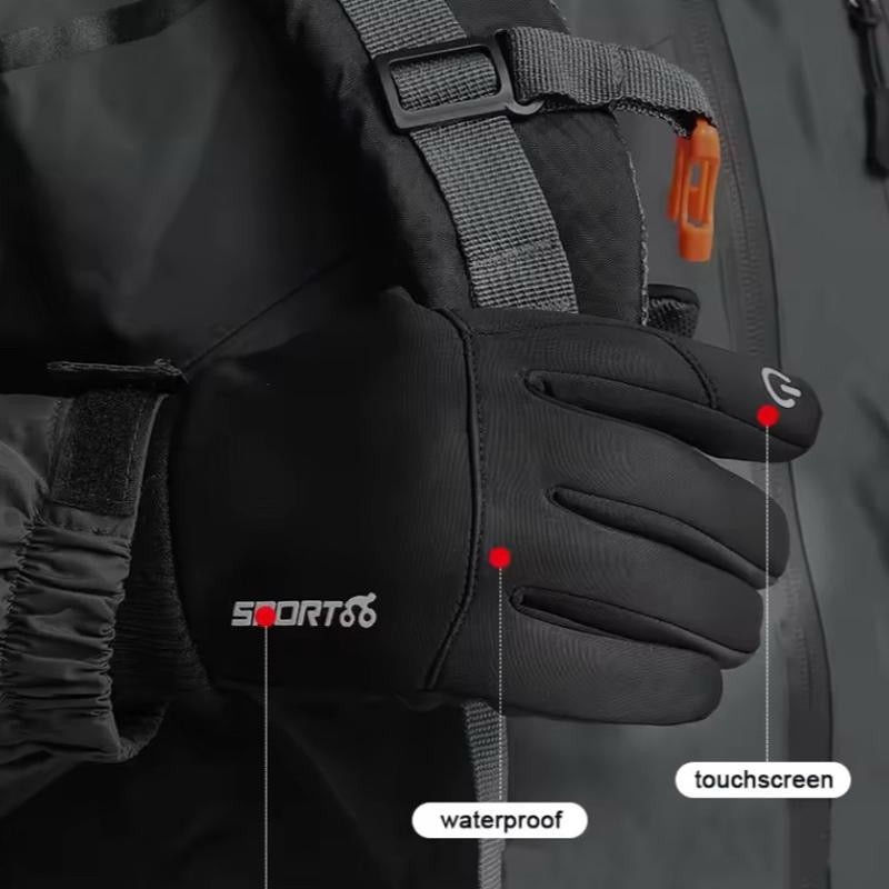 Winter Touchscreen Sports Gloves, Waterproof Thermal Gloves with Anti-Slip Grip, Black