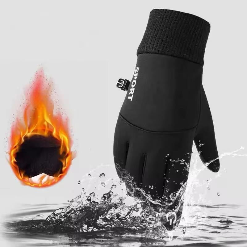 Winter Touchscreen Sports Gloves, Waterproof Thermal Gloves with Anti-Slip Grip, Black