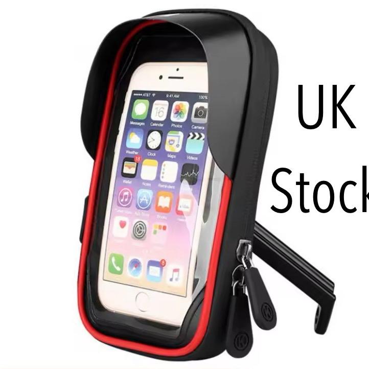 Waterproof Bike Phone Holder – 6.4" Adjustable Handlebar Mount (Red &amp; Black)
